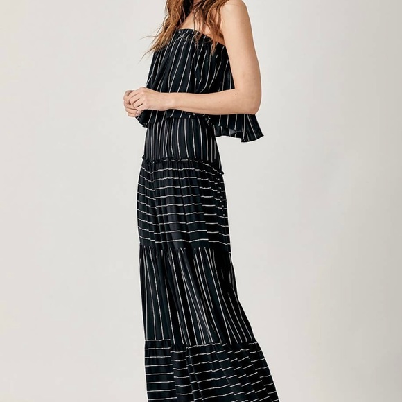 Mustard Seed Long Pin Stripe Strapless Maxi Dress NWT - Picture 5 of 6